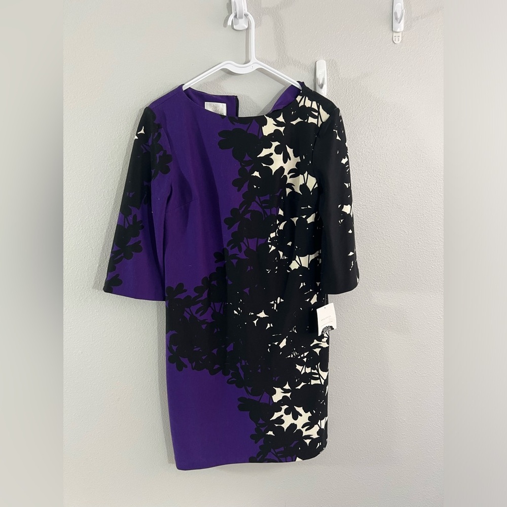 Donna Morgan black purple floral dress size 6 NWT‎